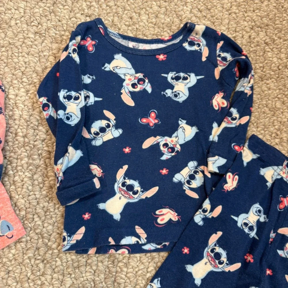 Disney Stitch‎ Pajamas 4 Piece Set Size 12 Months Little Dreamer Girls